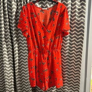 Red Button-up Romper